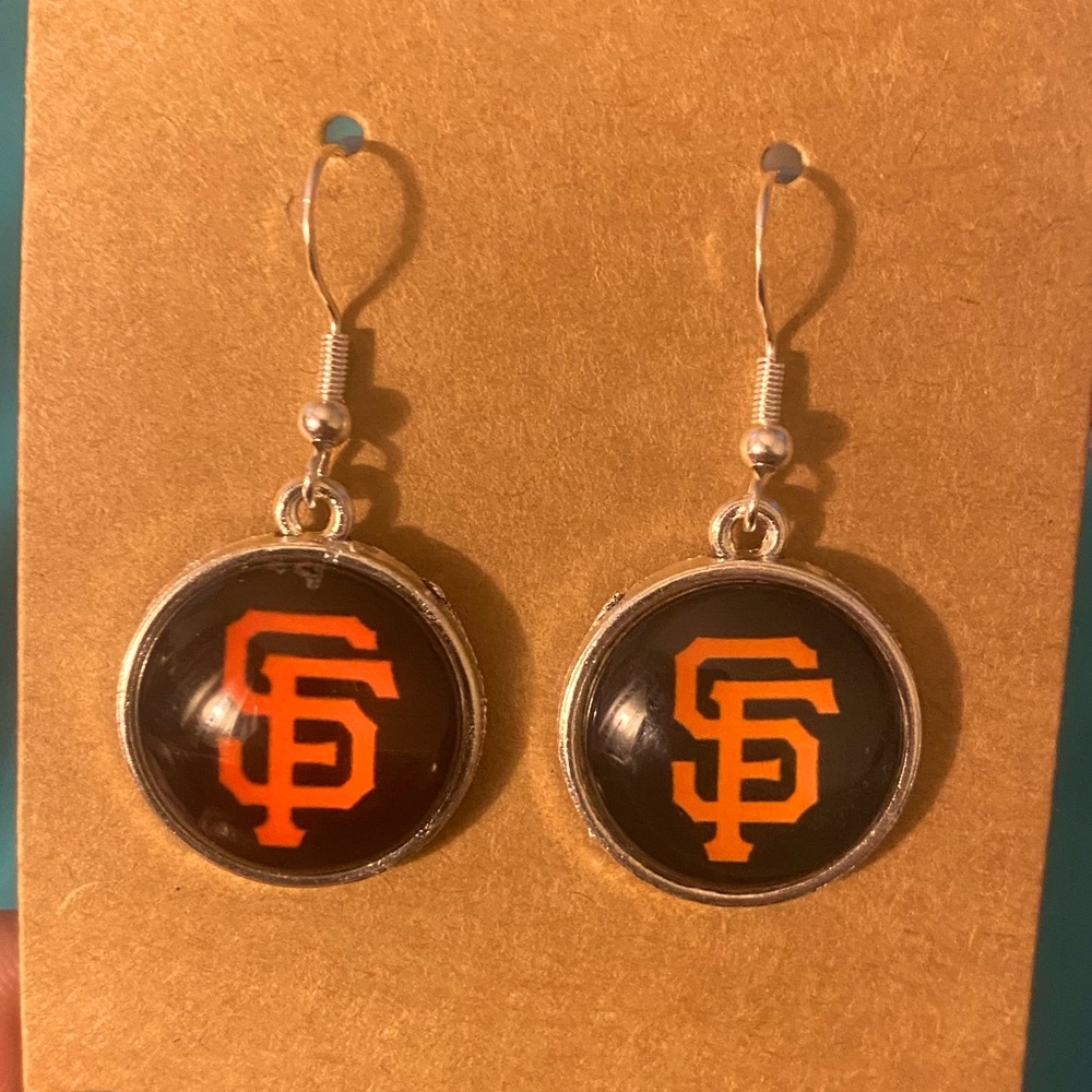 Silver tone black and orange San Fransisco giants earrings